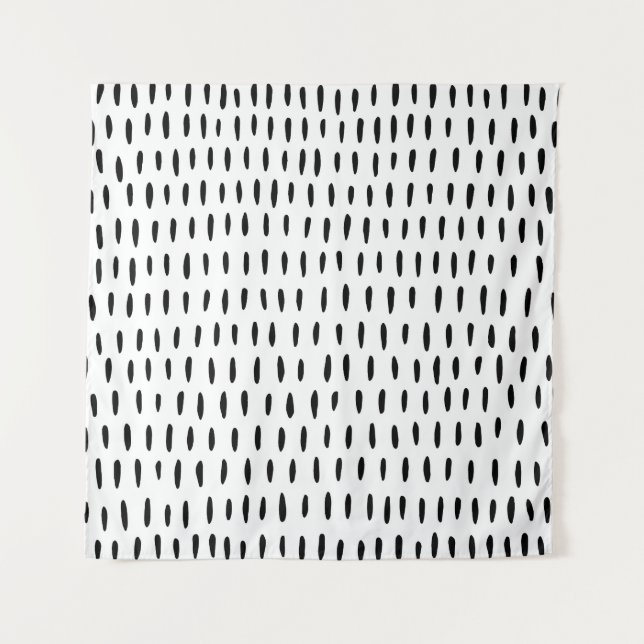 Black and white striped pattern: hand-drawn tapestry (Front)