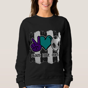 Black and White Striped Peace Love Soccer Sweatshirt