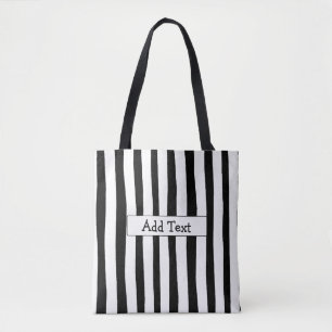 Black and White Striped Personalised Tote Bag