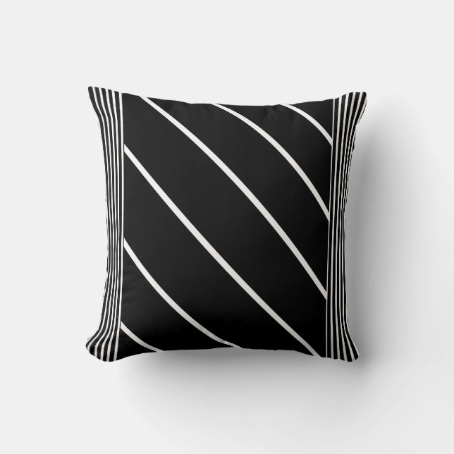 Black and White Striped Pillow - Chic in Stripes (Front)