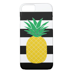 Black and White Striped Pineapple Tropical iPhone 8/7 Case