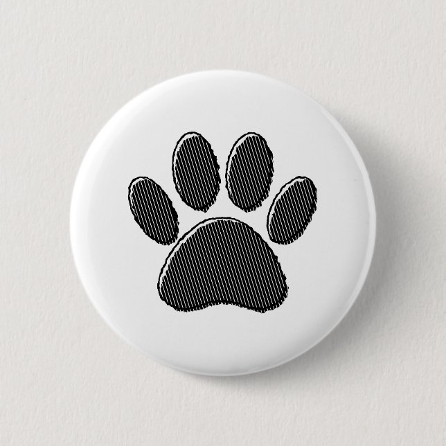 Black and White Striped Puppy Paw Print 6 Cm Round Badge (Front)
