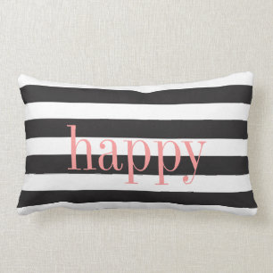 Black and White Striped Reversible Emotion Pillow