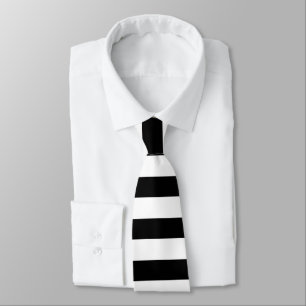 Black and White Striped Solid Colour Stripes Tie