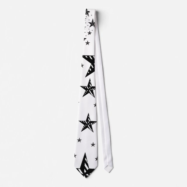 black and white striped star tie (Front)