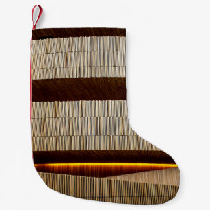 Black and white striped textile small christmas stocking