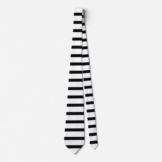 Black and White Striped Tie (Front)