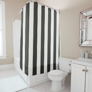 Black and White Striped vertical stripes Shower Curtain