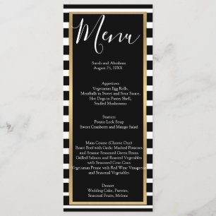 Black and White Striped Wedding Menu Menus