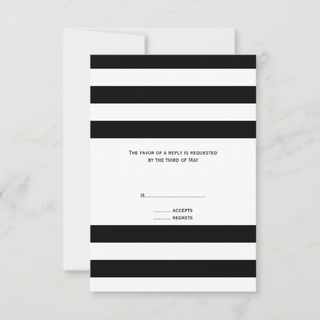 Black and White Striped Wedding RSVP (Front)