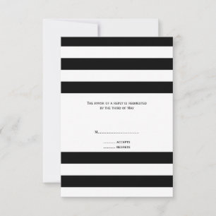 Black and White Striped Wedding RSVP Card