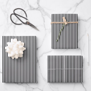 Black and white striped wrapping paper sheet