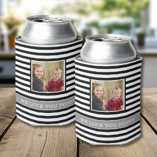Black And White Stripes 2 Photo We Love You Poppy Can Cooler