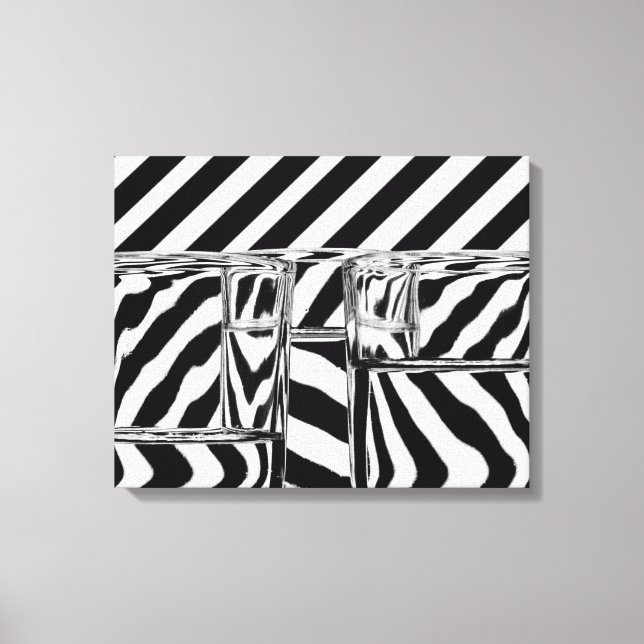 Black and White Stripes Abstract Glasses Canvas Print (Front)