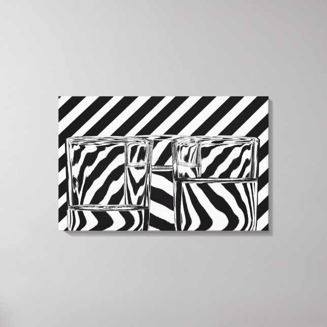 Black and White Stripes Abstract Glasses Canvas Print (Front)