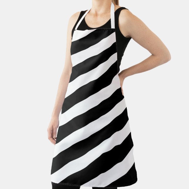 Black and White stripes Apron (Insitu)