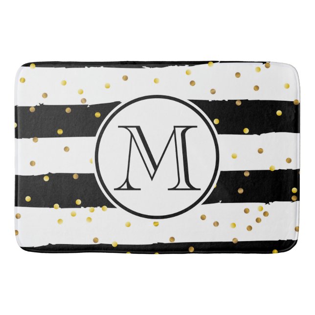 Black and White Stripes Bath Mat (Front)
