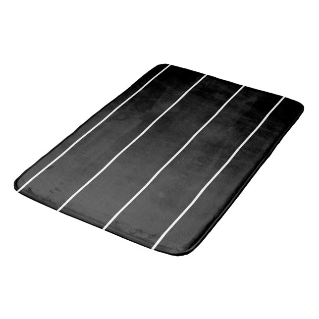 Black and White Stripes Bath Mat (Angled)