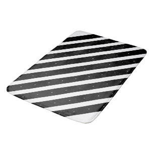 Black and white stripes bath mat