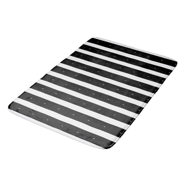 Black and white stripes bath mat (Angled)