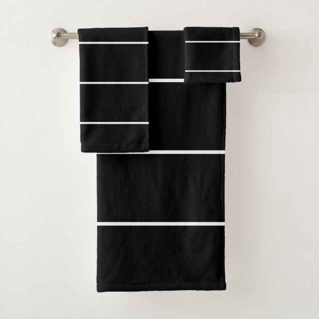 Black and White Stripes Bath Towel Set (Insitu)