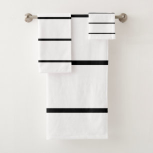 Black and White Stripes Bath Towel Set