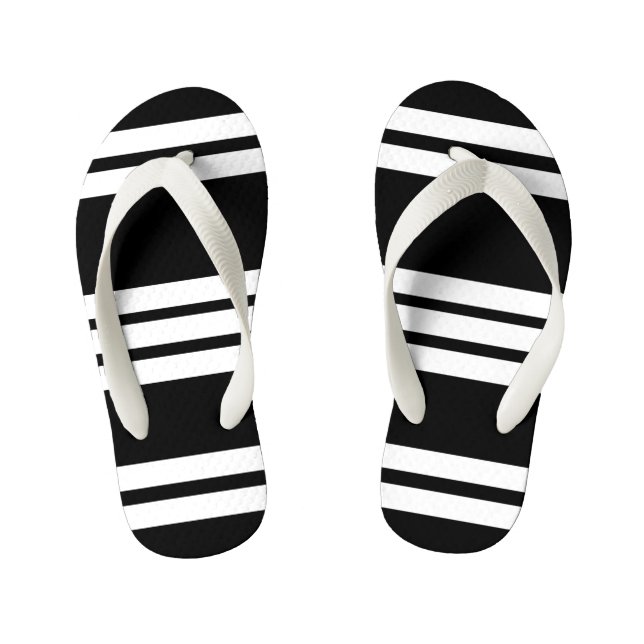 Black and white stripes bathroom kid's jandals (Footbed)
