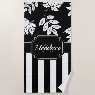 Black and White Stripes Beach Towel