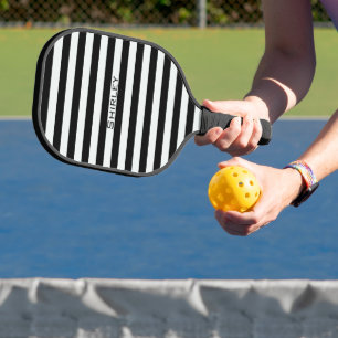 Black and White Stripes by Shirley Taylor Pickleball Paddle