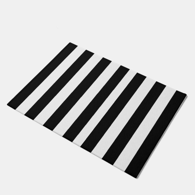 Black and White Stripes Classy Doormat (Angled)