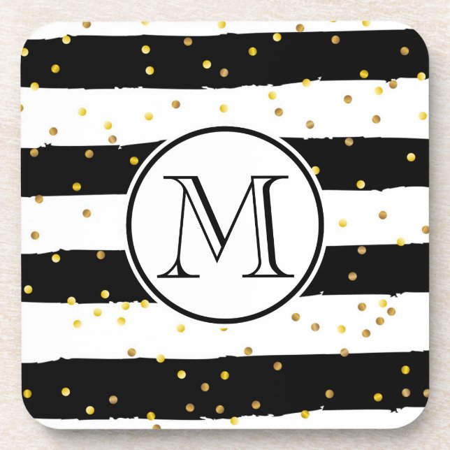 Black and White Stripes Coaster (Front)
