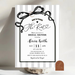 Black And White Stripes Coquette Bow Bridal Shower Invitation