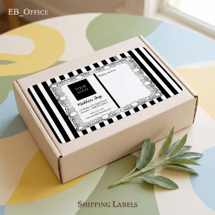 Black and White Stripes & Curly Frame & Logo