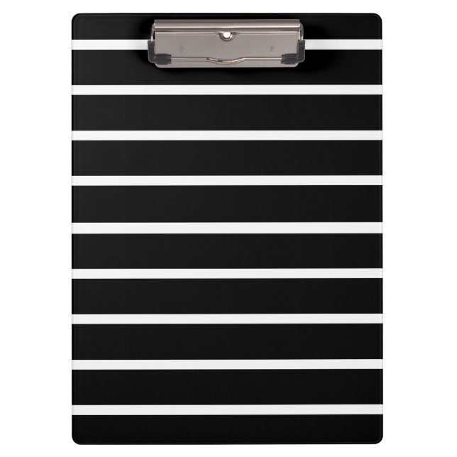 Black and White Stripes Design Clipboard (Front)
