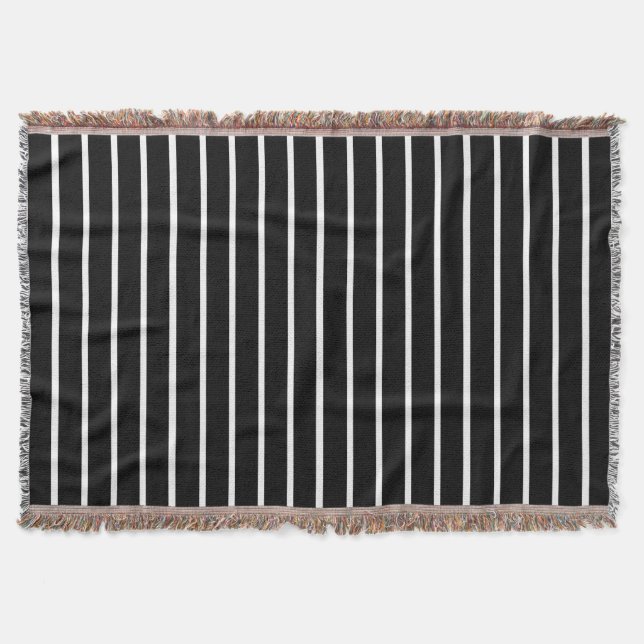 Black and White Stripes Design Throw Blanket (Front)
