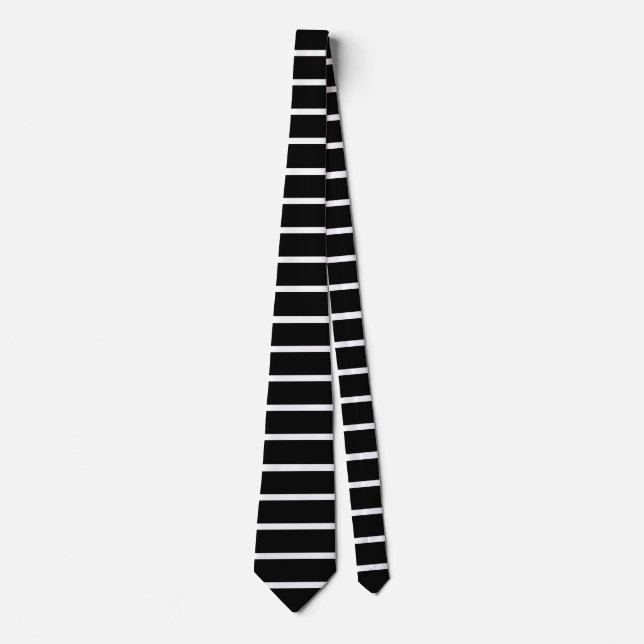 Black and White Stripes Design Tie (Front)