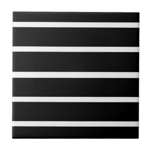 Black and White Stripes Design Tile