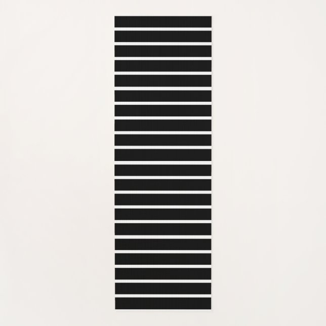 Black and White Stripes Design Yoga Mat (Front)