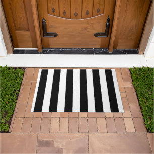 Black and White Stripes Doormat