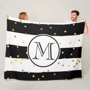 Black and White Stripes Fleece Blanket