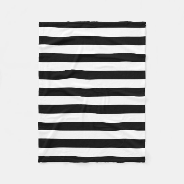Black and White Stripes Fleece Blanket (Front)
