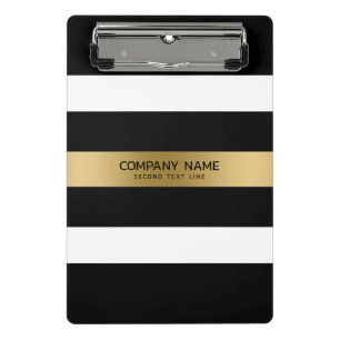Black and white stripes gold accent mini clipboard