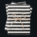 Black and White Stripes Gold Dots Wrapping Paper Sheet<br><div class="desc">Black and white lines and gold dots pattern is printed on these sheets of wrapping paper. Fun for birthday,  bridal shower,  wedding,  holiday gift giving or any occasion. MORE designs in our store.</div>