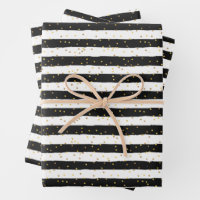 Black and White Stripes Gold Dots