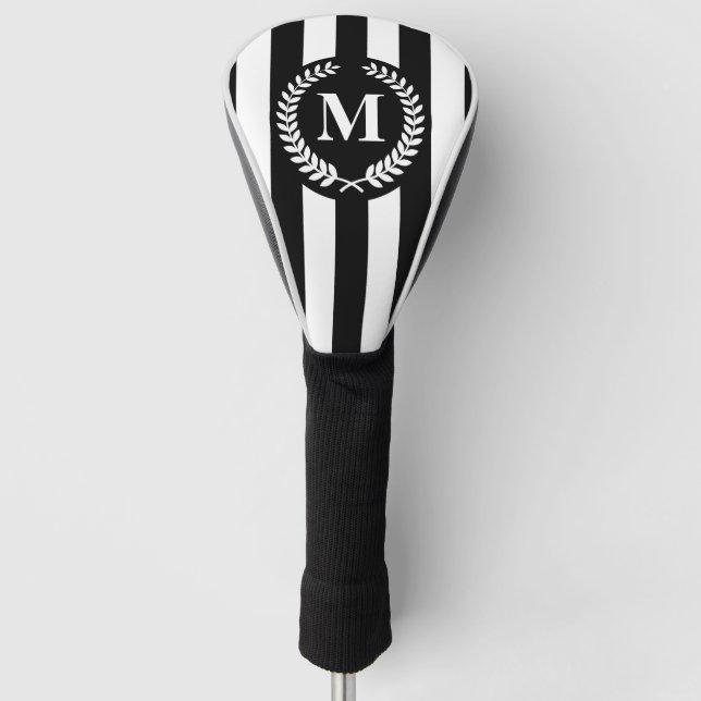 Black and White Stripes Golf Head Cover (Front)