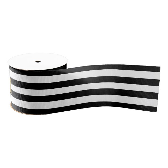 Black and white stripes grosgrain ribbon (Spool)