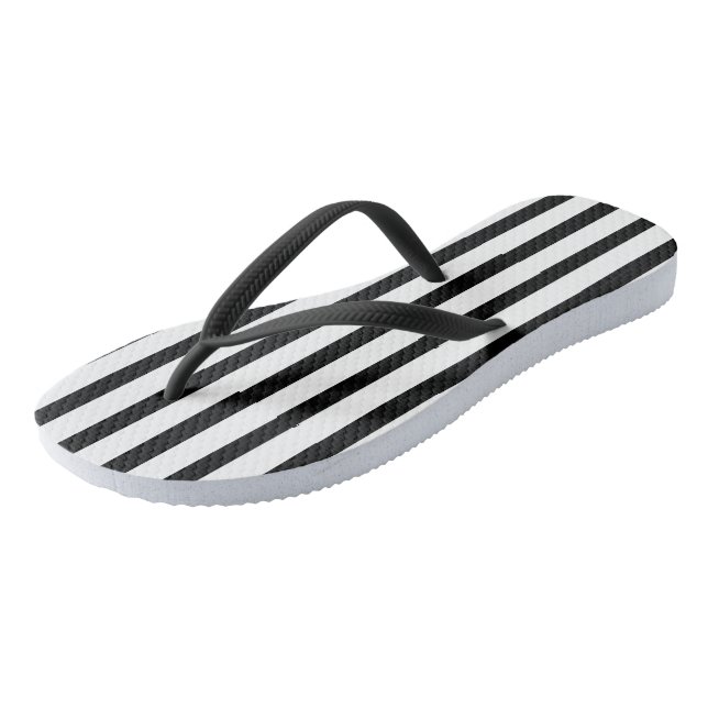 Black and White Stripes Jandals (Angled)