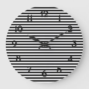 Black and White Stripes Large Clock