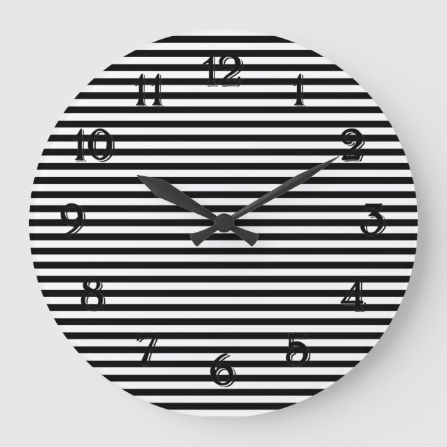 Black and White Stripes Large Clock (Front)