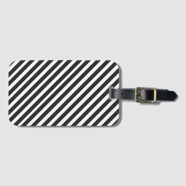 Black and White Stripes Luggage Tag (Front Horizontal)